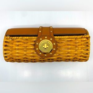 Michael Kors Leather-Trimmed Wicker Clutch